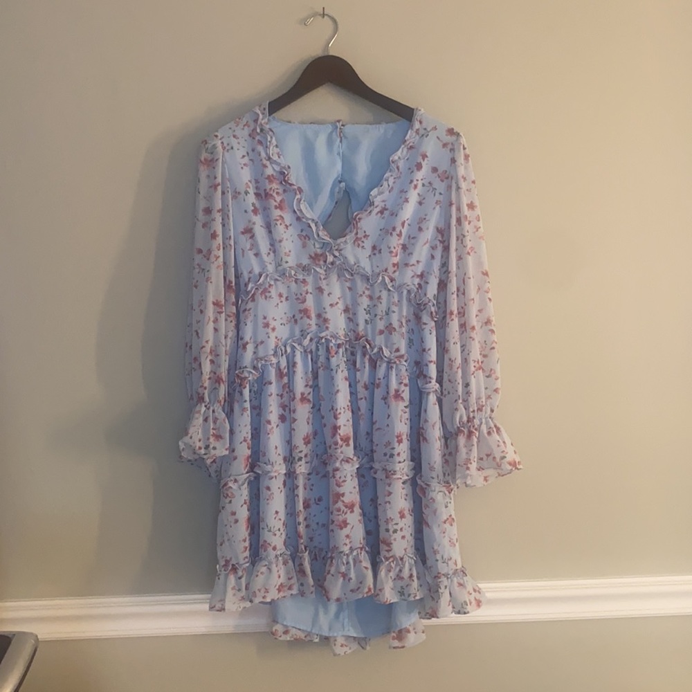 Cistar New York Floral-Print Ruffle Long Slv Dress - Picture 3 of 5